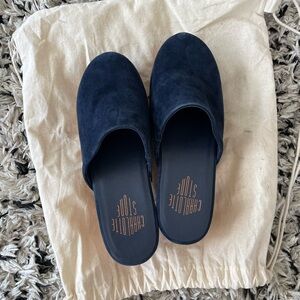 Charlotte Stone Martini Clogs in Navy Suede